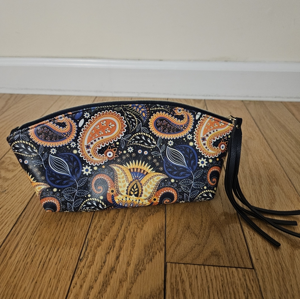 Bergdorf Goodman Paisley Cosmetics Bag with Tassel Zip Closure